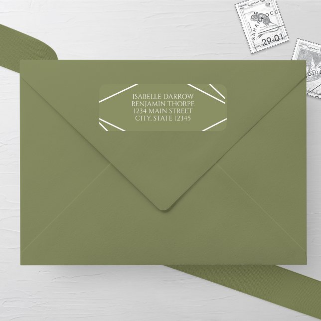 Modern Sage Green and White Wedding Address Label Returadress Etikett (Skapare uppladdad)