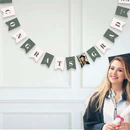 Modern Sage Green Blush Pink Graduation Photo Vimplar