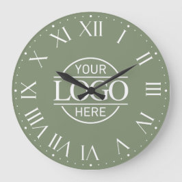 Modern Sage Green Branded Business Logo Custom Stor Klocka