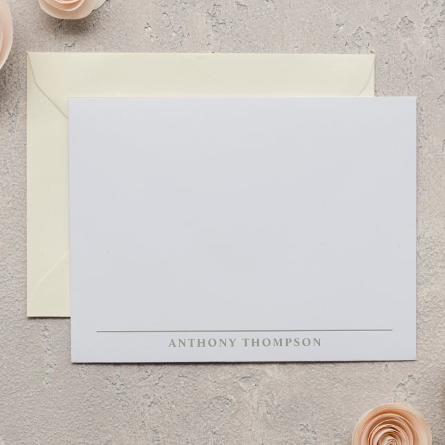 Modern Sage Green Line Stationery Anteckningskort (Skapare uppladdad)