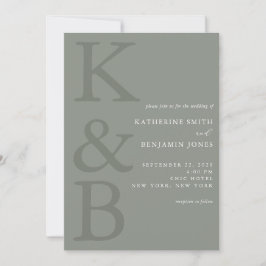 Modern Sage Green Monogram All in One Wedding Inbjudningar