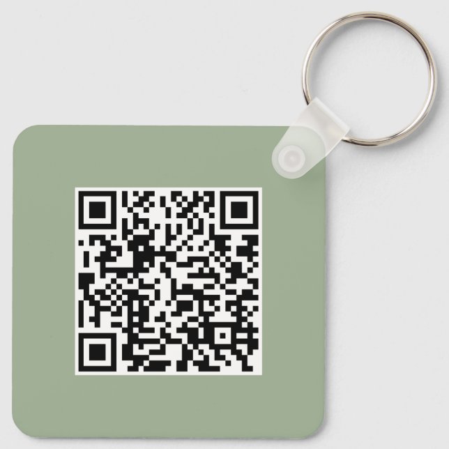 Modern Sage Green QR Code Business Promotional Nyckelring (Baksida)