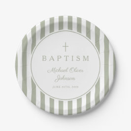 Modern Sage Green Religious Cross Baptism
