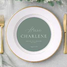 Modern Sage Green Round Wedding Menu Meny