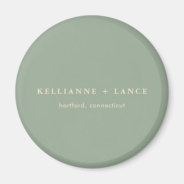 Modern Sage Green Simple Wedding Magnet (Framsidan)