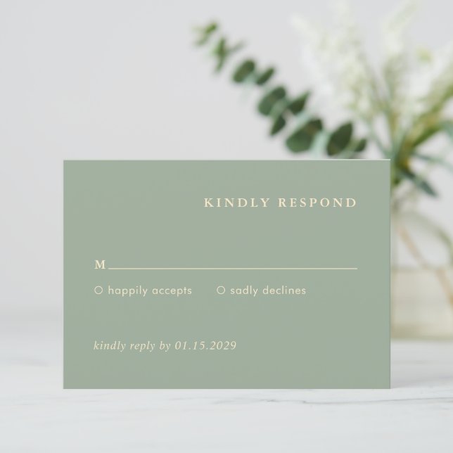 Modern Sage Green Simple Wedding OSA Kort (Stående Fram)