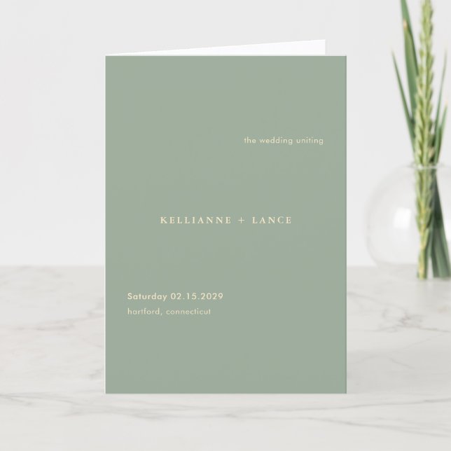 Modern Sage Green Simple Wedding Program (Framsida)