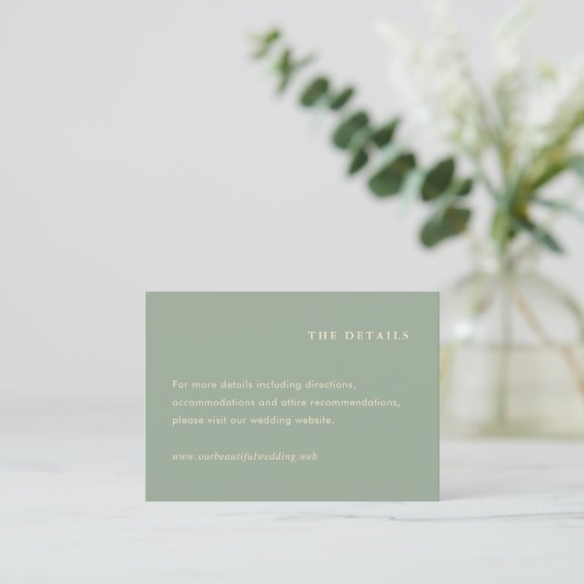 Modern Sage Green Simple Wedding Tilläggskort (Stående Fram)