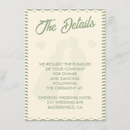 Modern Sage Green Stripe QR Code Wedding Details Tilläggskort