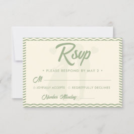 Modern Sage Green Wavy Stripe QR Code Wedding OSA Kort