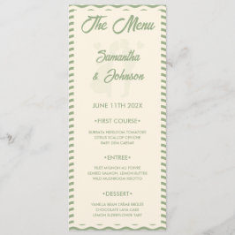 Modern Sage Green Wavy Stripe Wedding Menu Card Meny