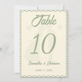 Modern Sage Green Wavy Stripe Wedding Table Number Inbjudningar