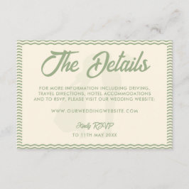 Modern Sage Green Wavy Stripe Wedding Website Tilläggskort
