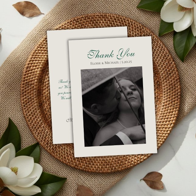 Modern Sage Green Wedding Photo Tack Kort (Modern Sage Green Wedding Photo Thank You Card)
