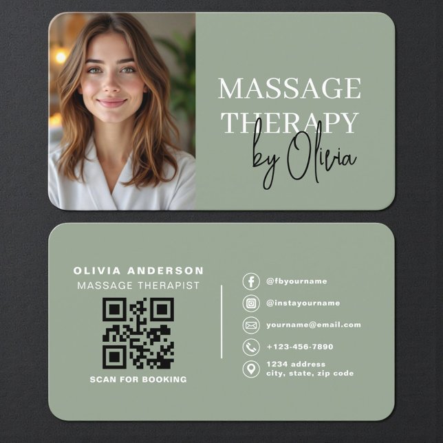 Modern Sage Green Wellness Spa Therapist Visitkort (Skapare uppladdad)