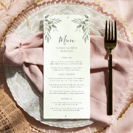 Modern Sage Greenery Botanical Wedding Menu Meny