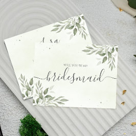 Modern Sage Greenery Bridesmaid Proposal Card Spara Datumet