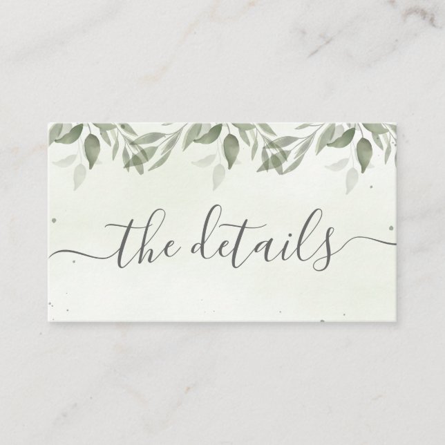 Modern Sage Greenery Details Enclosure Card Tilläggskort (Framsida)