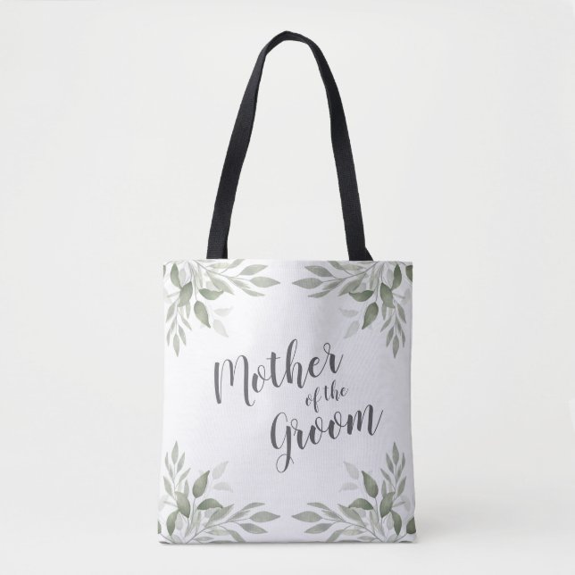 Modern Sage Greenery Mother of the Groom Tygkasse (Framsida)