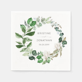 Modern Sage Greenery Wandewhite Blommigt Bröllop Pappersservett