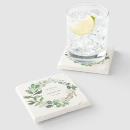 Modern Sage Greenery Wandewhite Blommigt Bröllop Stenunderlägg