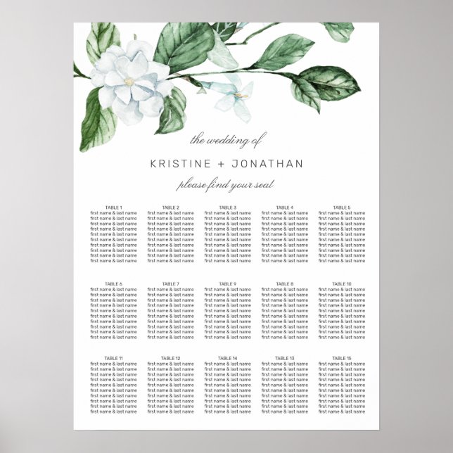 Modern Sage Greenery Wandey Blommigt Bröllop Sitta Poster (Framsidan)
