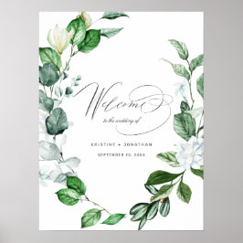 Modern Sage Greenery Wandey Blommigt Bröllop Välko Poster