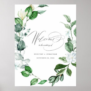 Modern Sage Greenery Wandey Blommigt Bröllop Välko Poster