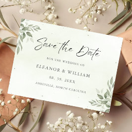 Modern Sage Greenery Wedding Save the Date Card Spara Datumet
