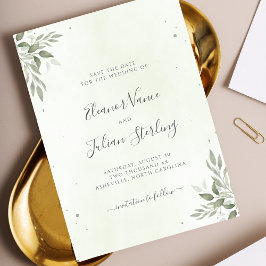 Modern Sage Greenery Wedding Save The Date Spara Datumet