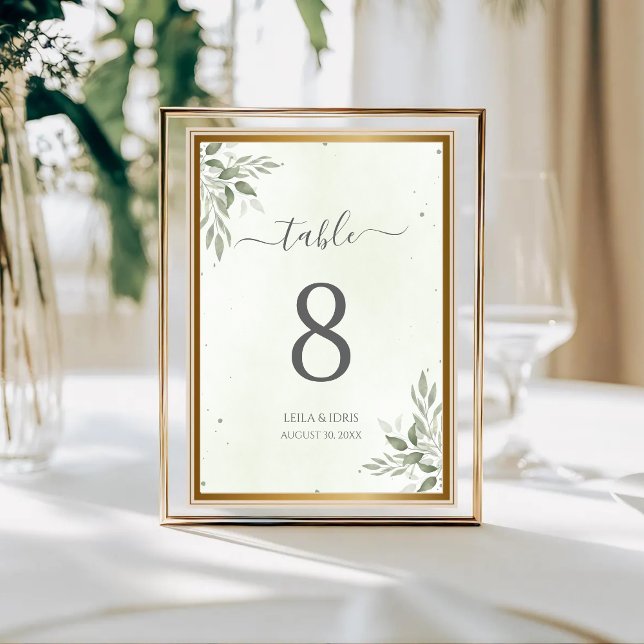 Modern Sage Greenery Wedding Table Numbers Bordsnummer (Skapare uppladdad)