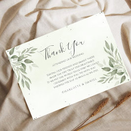 Modern Sage Greenery Wedding Thank You Card Tilläggskort