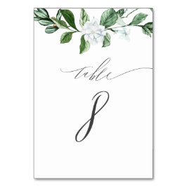Modern Sage Greenery White Blommigt nr 8 Bröllop Bordsnummer