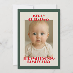 Modern Sage Grön Foto God Jul Julkort