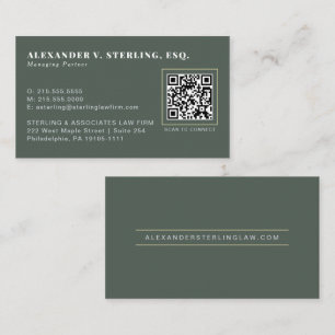 Modern Sage Grön Guld QR-kod Professionell Visitkort