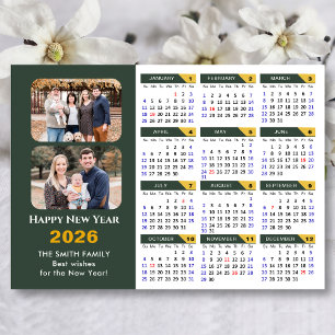 Modern Sage Grönt 2025 Calendar 2 Photo Magnetic