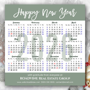 Modern Sage Grönt 2025 Calendar Business Magnetic