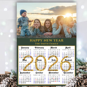 Modern Sage Grönt 2025 Calendar Guld-skript - enke Julkort