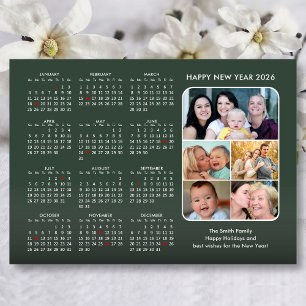 Modern Sage Grönt 2025 Calendar Minimalist 5 Photo Julkort