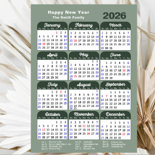 Modern Sage Grönt 2025 Calendar Minimalist Script Julkort