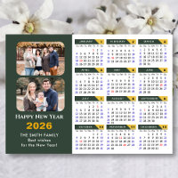 Modern Sage Grönt 2026 Calendar 2 Photo Magnetic