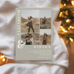 Modern sage grönt ampersand 5 fotorutnät bröllop inbjudningar<br><div class="desc">Modern grönt och vit,  enkel avslappnad,  fet stil och 5 bildstödraster bröllop</div>