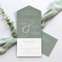 Modern Sage Grönt Ampersand Minimal Bröllop