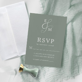 Modern Sage Grönt Ampersand Monogram Bröllop OSA Kort
