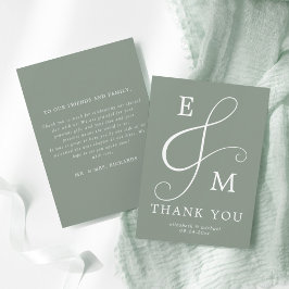 Modern Sage Grönt Ampersand Monogram Bröllop Tack Kort
