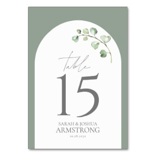 Modern Sage Grönt Arch botanical Wedding Reception Bordsnummer