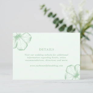 Modern Sage Grönt Blommigt Elegant bröllop Tilläggskort