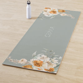 Modern Sage Grönt Blommigt Yoga Mat