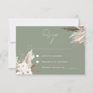 Modern Sage Grönt Boho White Blommigt Bröllop OSA Kort