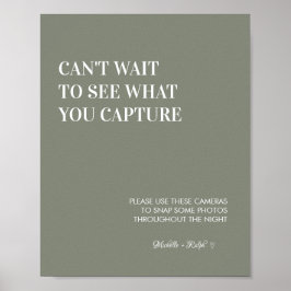 Modern Sage Grönt Bröllop - engångsskylt för kamer Poster